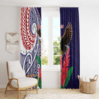 American Samoa Bald Eagle Personalized Window Curtain Polynesian Teuila Flowers LT9 - Polynesian Pride
