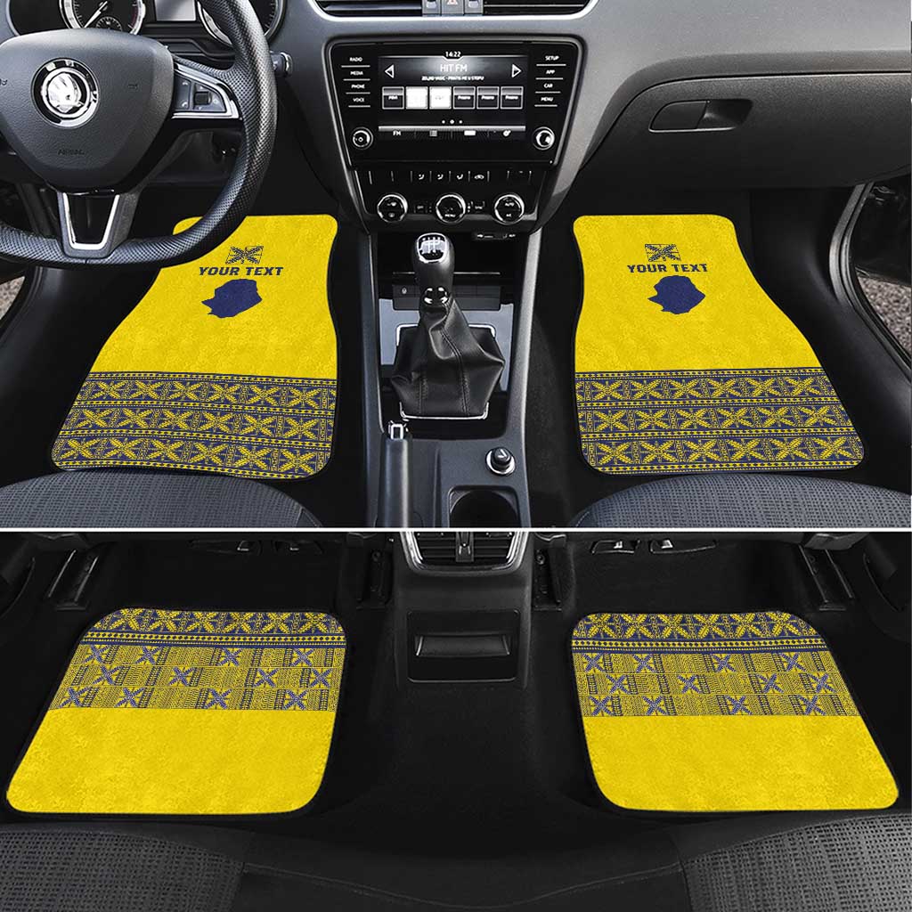 Niue Crab Personalised Car Mats Niuean Hiapo Pattern LT9 Set 4pcs Gold - Polynesian Pride