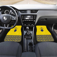 Niue Crab Personalised Car Mats Niuean Hiapo Pattern LT9 Set 2pcs - Front Gold - Polynesian Pride