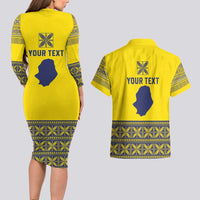 Niue Crab Personalised Couples Matching Long Sleeve Bodycon Dress and Hawaiian Shirt Niuean Hiapo Pattern - Polynesian Pride