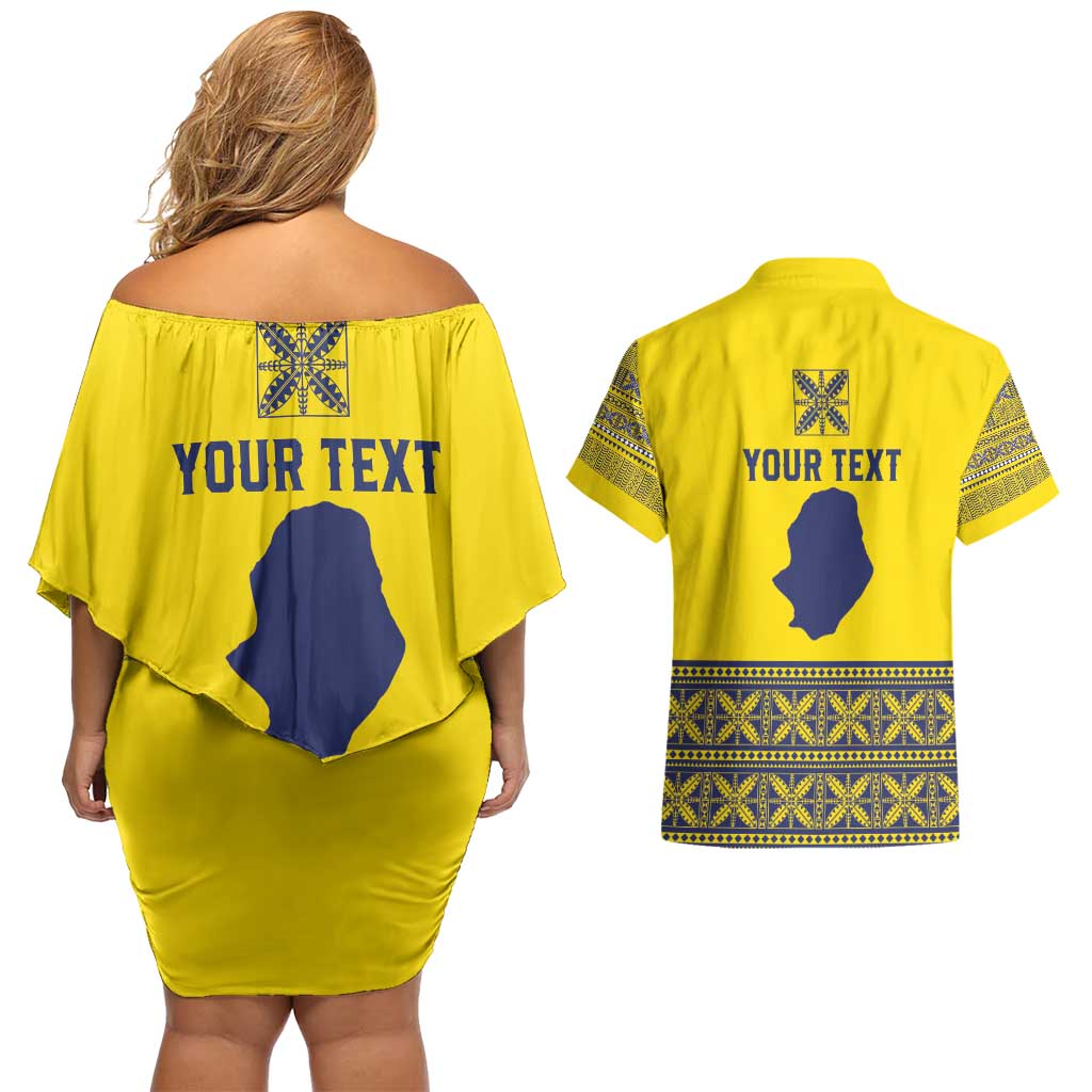 Niue Crab Personalised Couples Matching Off Shoulder Short Dress and Hawaiian Shirt Niuean Hiapo Pattern - Polynesian Pride