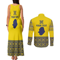 Niue Crab Personalised Couples Matching Tank Maxi Dress and Long Sleeve Button Shirt Niuean Hiapo Pattern - Polynesian Pride