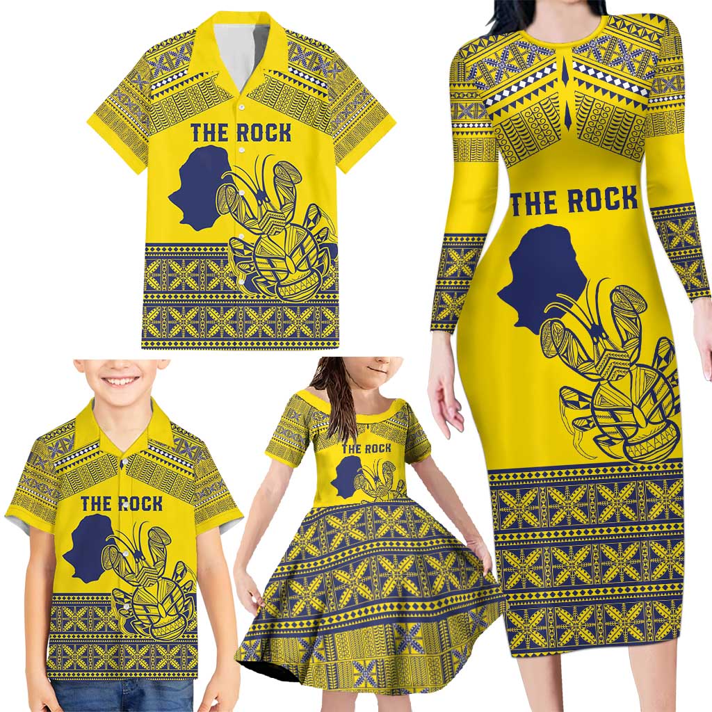 Niue Crab Personalised Family Matching Long Sleeve Bodycon Dress and Hawaiian Shirt Niuean Hiapo Pattern - Polynesian Pride