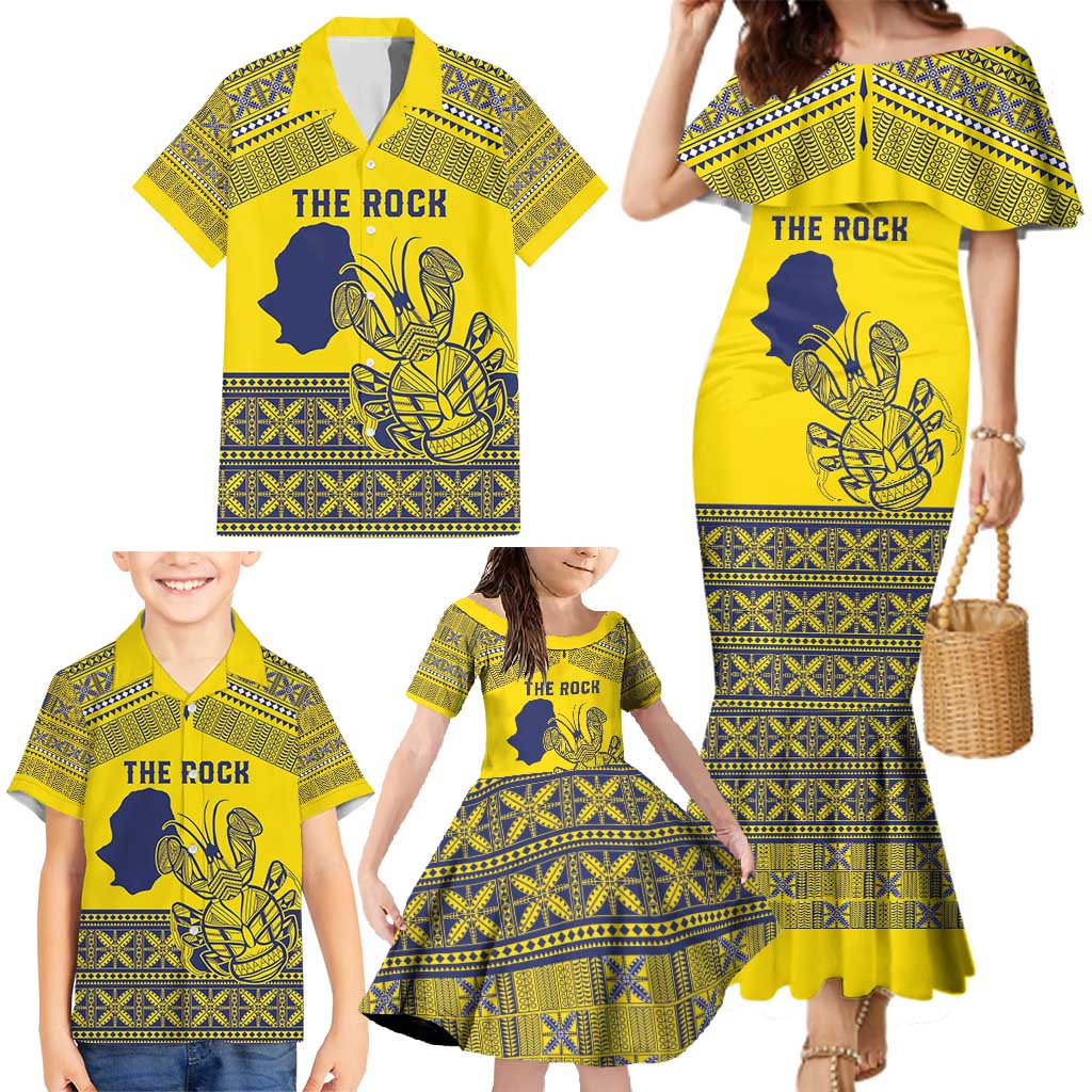 Niue Crab Personalised Family Matching Mermaid Dress and Hawaiian Shirt Niuean Hiapo Pattern - Polynesian Pride