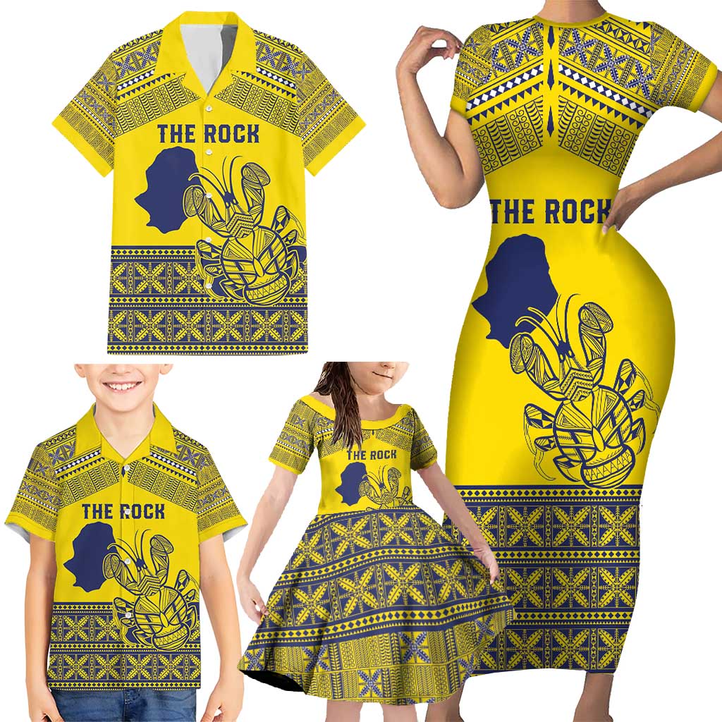 Niue Crab Personalised Family Matching Short Sleeve Bodycon Dress and Hawaiian Shirt Niuean Hiapo Pattern - Polynesian Pride