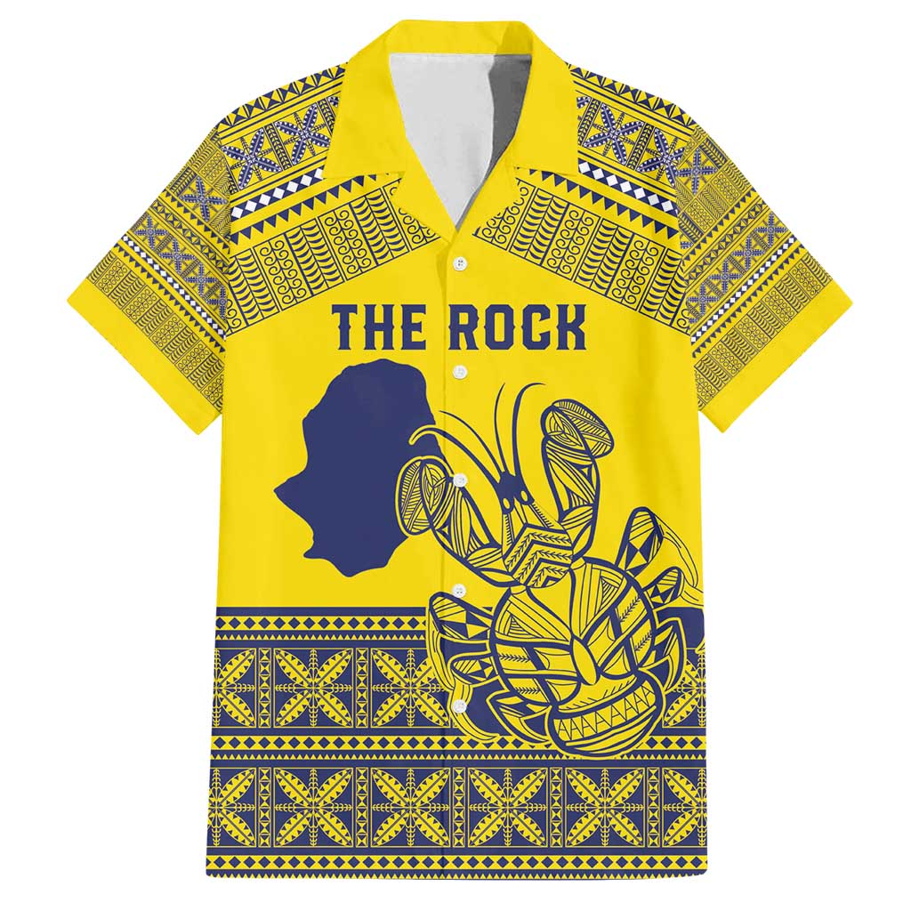 Niue Crab Personalised Family Matching Tank Maxi Dress and Hawaiian Shirt Niuean Hiapo Pattern LT9 Dad's Shirt - Short Sleeve Gold - Polynesian Pride