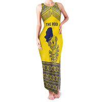 Niue Crab Personalised Family Matching Tank Maxi Dress and Hawaiian Shirt Niuean Hiapo Pattern LT9 Mom's Dress Gold - Polynesian Pride