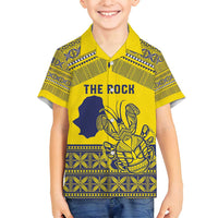 Niue Crab Personalised Family Matching Tank Maxi Dress and Hawaiian Shirt Niuean Hiapo Pattern LT9 Son's Shirt Gold - Polynesian Pride
