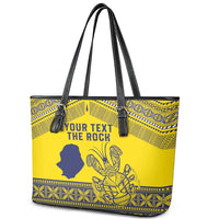 Niue Crab Personalised Leather Tote Bag Niuean Hiapo Pattern - Polynesian Pride