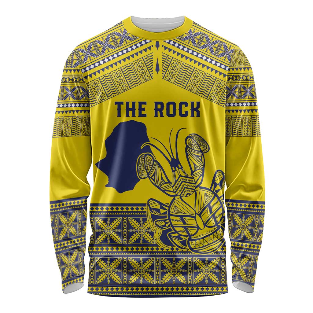 Niue Crab Personalised Long Sleeve Shirt Niuean Hiapo Pattern - Polynesian Pride