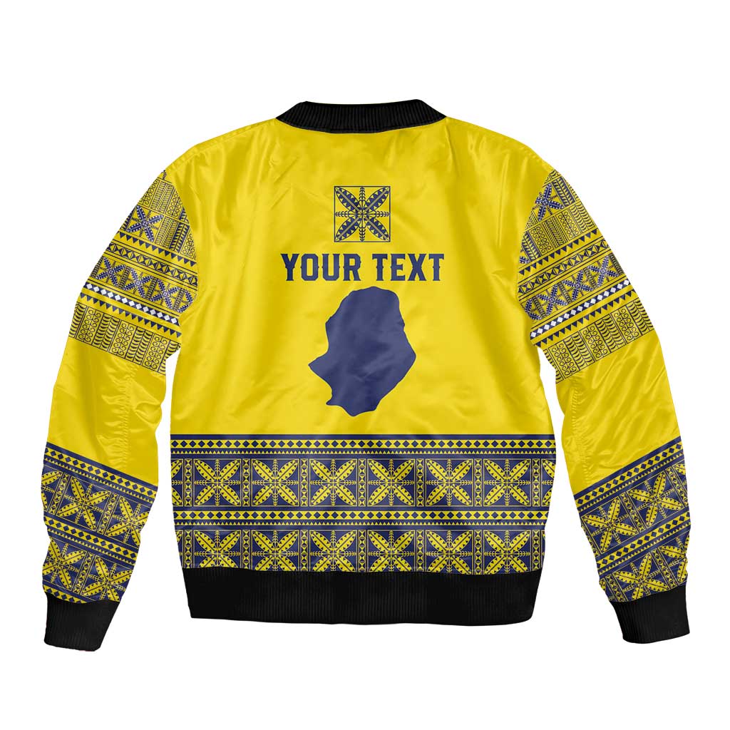 Niue Crab Personalised Sleeve Zip Bomber Jacket Niuean Hiapo Pattern - Polynesian Pride