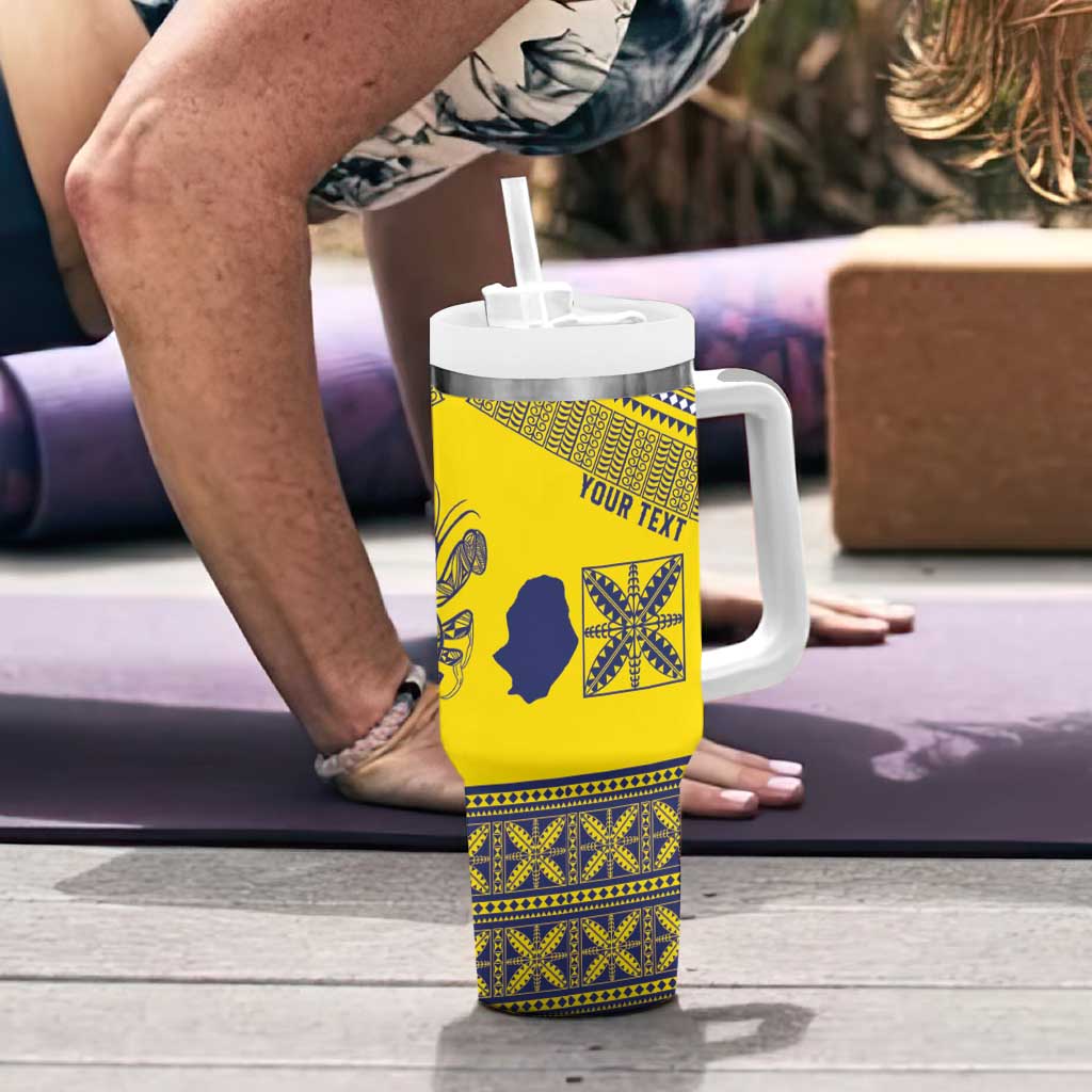Niue Crab Personalised Tumbler With Handle Niuean Hiapo Pattern - Polynesian Pride