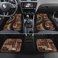 Vintage Samoa Siapo Mamanu Car Mats Brown Samoan Tapa Motif LT9 Set 4pcs Brown - Polynesian Pride