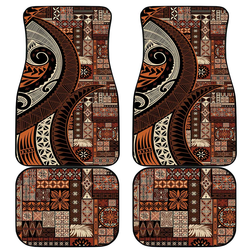 Vintage Samoa Siapo Mamanu Car Mats Brown Samoan Tapa Motif LT9 - Polynesian Pride