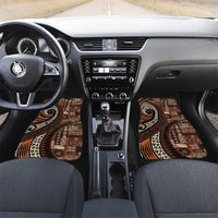 Vintage Samoa Siapo Mamanu Car Mats Brown Samoan Tapa Motif LT9 Set 2pcs - Front Brown - Polynesian Pride