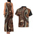 Vintage Samoa Siapo Mamanu Couples Matching Tank Maxi Dress and Hawaiian Shirt Brown Samoan Tapa Motif - Polynesian Pride