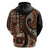 Vintage Samoa Siapo Mamanu Hoodie Brown Samoan Tapa Motif - Polynesian Pride