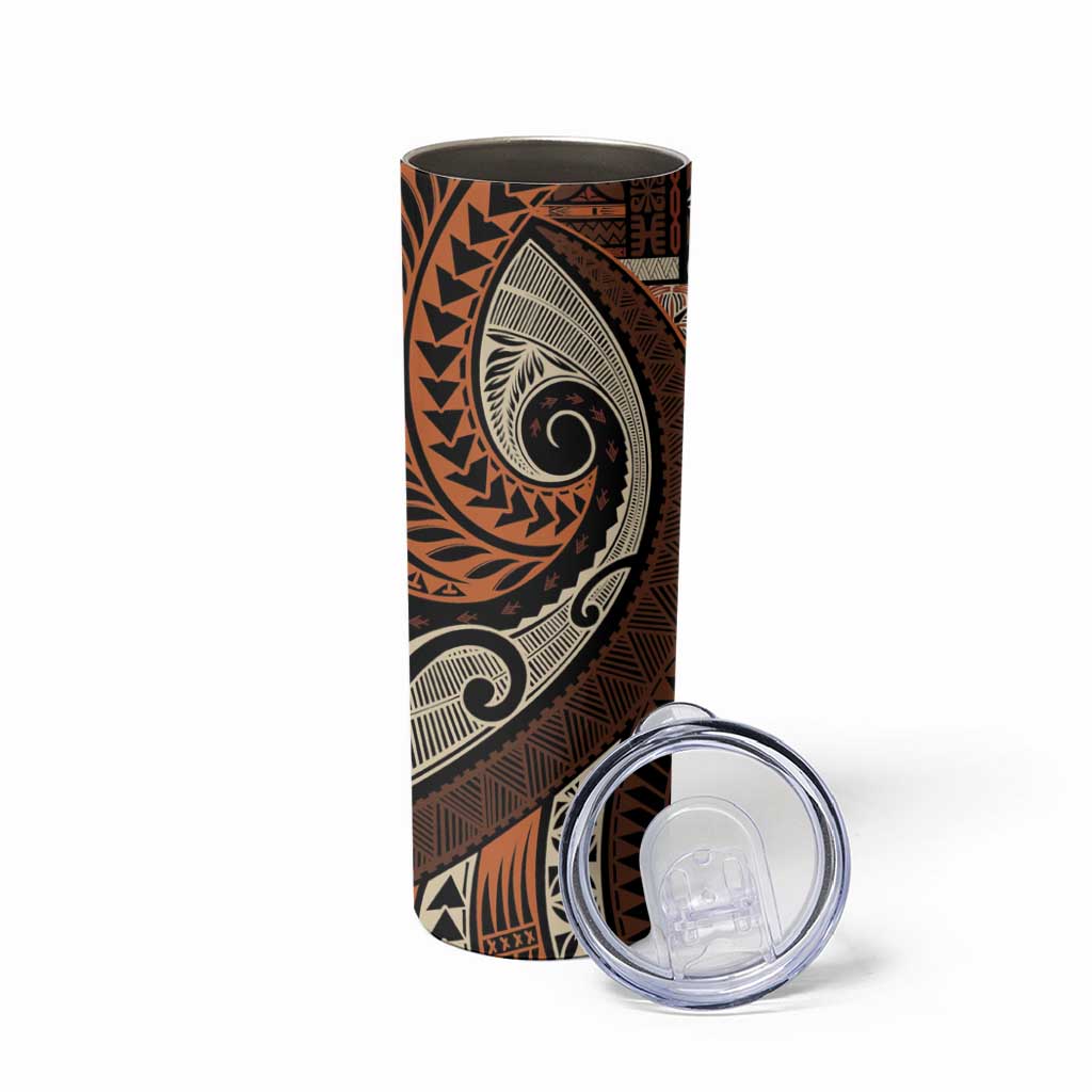 Vintage Samoa Siapo Mamanu Skinny Tumbler Brown Samoan Tapa Motif - Polynesian Pride