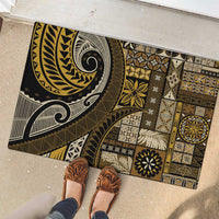 Vintage Samoa Siapo Mamanu Rubber Doormat Gold Samoan Tapa Motif - Polynesian Pride