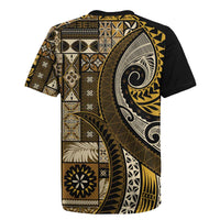 Vintage Samoa Siapo Mamanu Rugby Jersey Gold Samoan Tapa Motif - Polynesian Pride