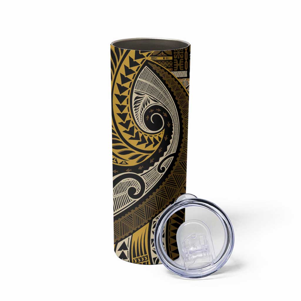 Vintage Samoa Siapo Mamanu Skinny Tumbler Gold Samoan Tapa Motif LT9 - Polynesian Pride