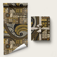 Vintage Samoa Siapo Mamanu Wrapping Paper Gold Samoan Tapa Motif - Polynesian Pride