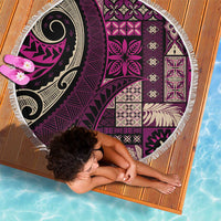 Vintage Samoa Siapo Mamanu Beach Blanket Pink Samoan Tapa Motif - Polynesian Pride