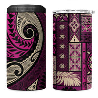 Vintage Samoa Siapo Mamanu 4 in 1 Can Cooler Tumbler Pink Samoan Tapa Motif LT9 One Size: 16 oz Pink - Polynesian Pride