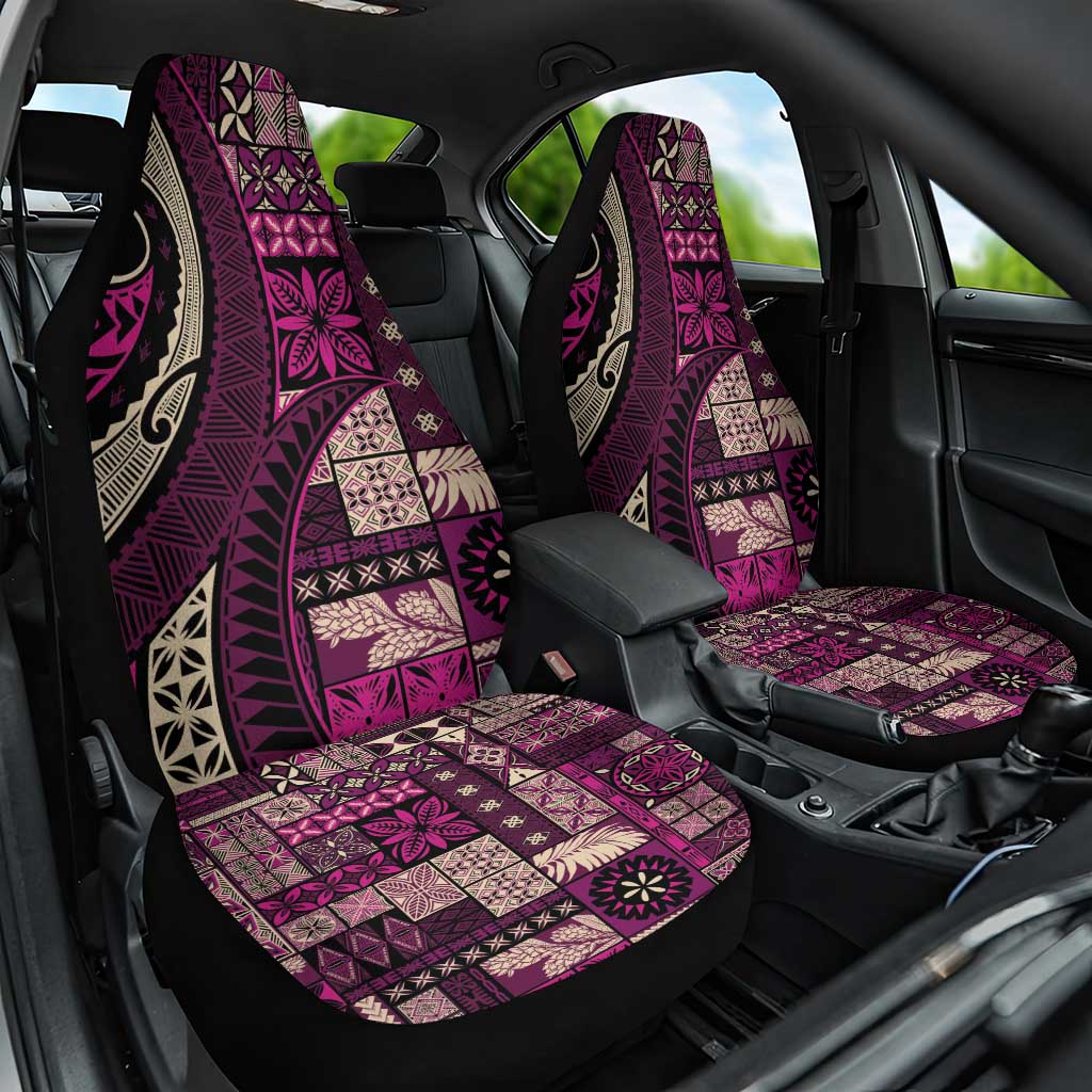 Vintage Samoa Siapo Mamanu Car Seat Cover Pink Samoan Tapa Motif - Polynesian Pride