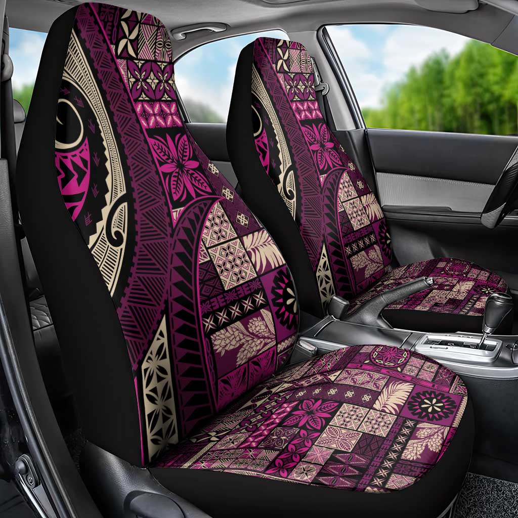 Vintage Samoa Siapo Mamanu Car Seat Cover Pink Samoan Tapa Motif - Polynesian Pride