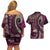 Vintage Samoa Siapo Mamanu Couples Matching Off Shoulder Short Dress and Hawaiian Shirt Pink Samoan Tapa Motif - Polynesian Pride