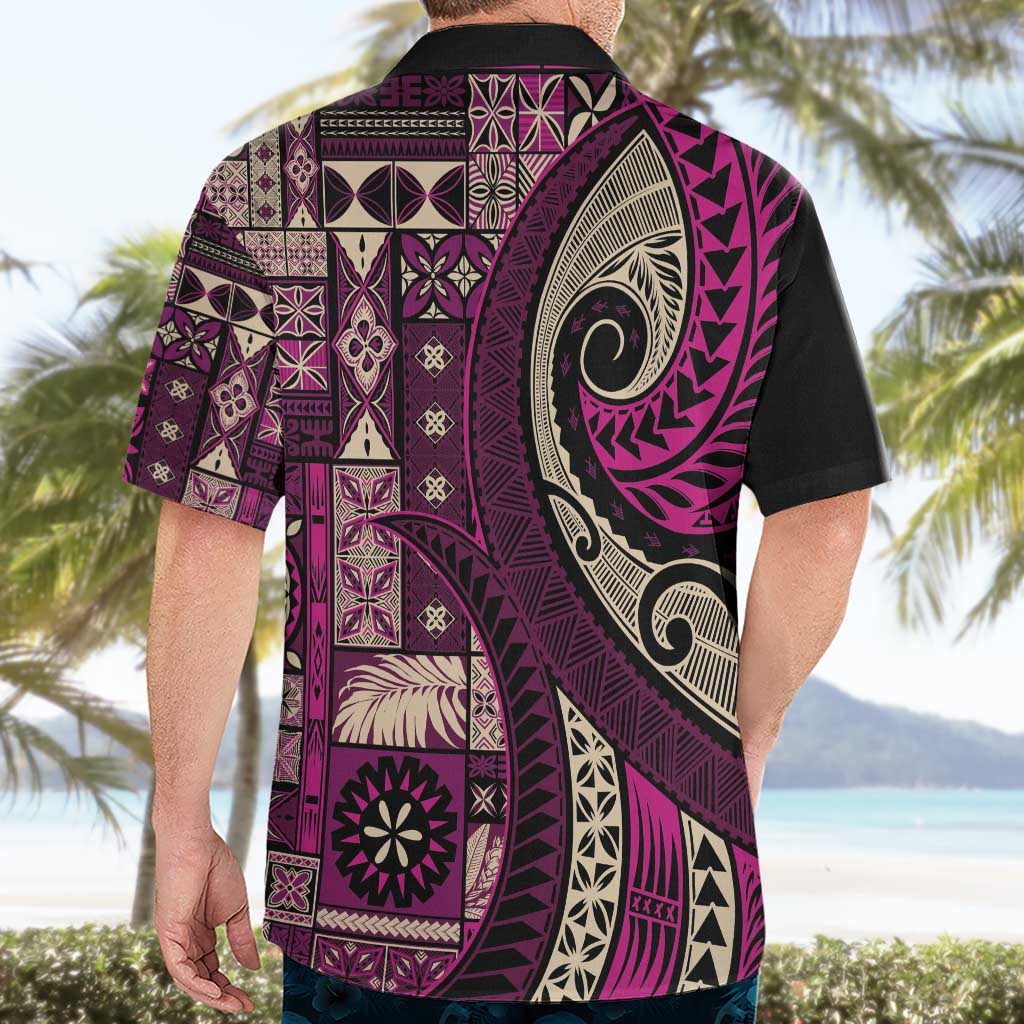 Vintage Samoa Siapo Mamanu Hawaiian Shirt Pink Samoan Tapa Motif - Polynesian Pride