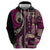 Vintage Samoa Siapo Mamanu Hoodie Pink Samoan Tapa Motif - Polynesian Pride