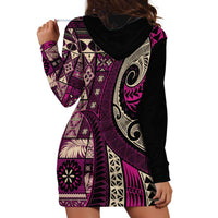 Vintage Samoa Siapo Mamanu Hoodie Dress Pink Samoan Tapa Motif LT9 - Polynesian Pride