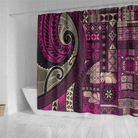 Vintage Samoa Siapo Mamanu Shower Curtain Pink Samoan Tapa Motif - Polynesian Pride