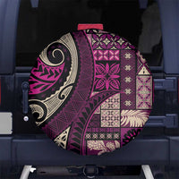 Vintage Samoa Siapo Mamanu Spare Tire Cover Pink Samoan Tapa Motif - Polynesian Pride