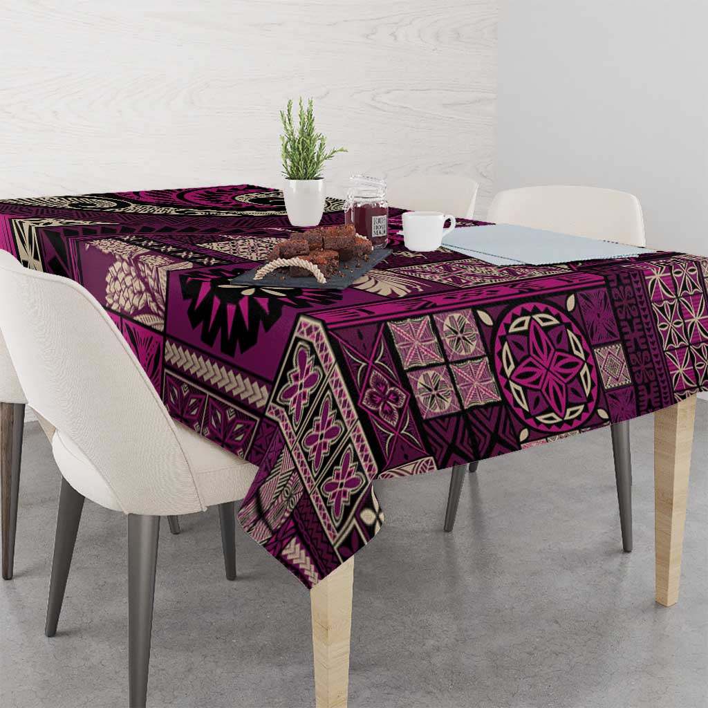 Vintage Samoa Siapo Mamanu Tablecloth Pink Samoan Tapa Motif - Polynesian Pride