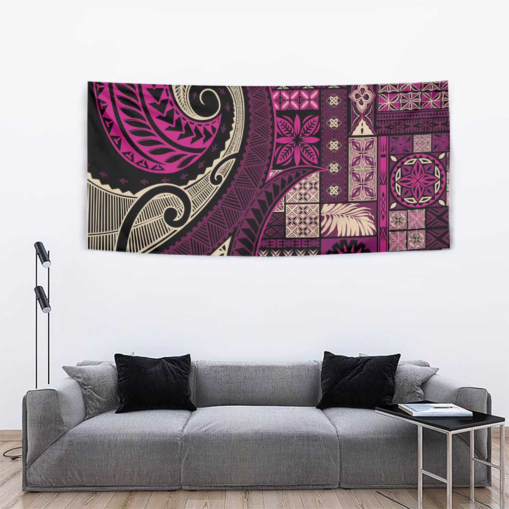 Vintage Samoa Siapo Mamanu Tapestry Pink Samoan Tapa Motif - Polynesian Pride