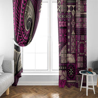 Vintage Samoa Siapo Mamanu Window Curtain Pink Samoan Tapa Motif - Polynesian Pride