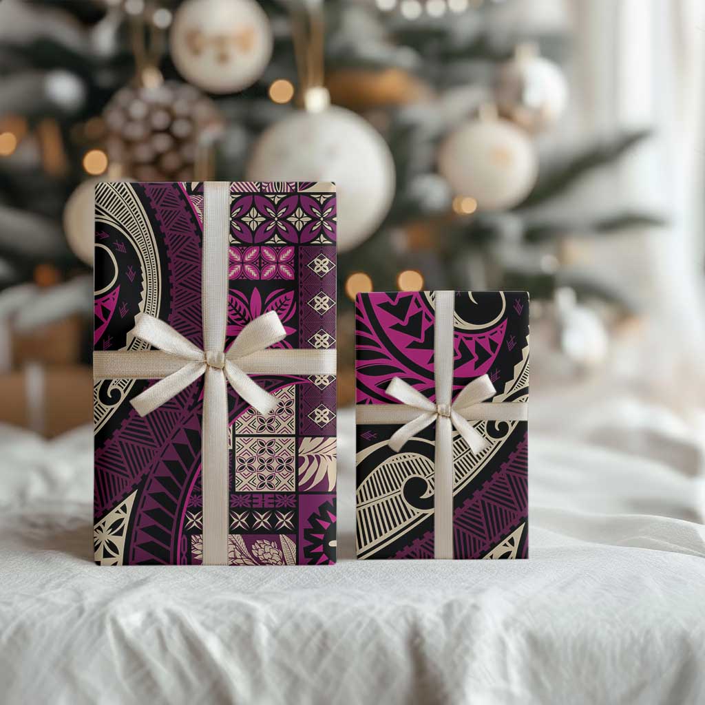 Vintage Samoa Siapo Mamanu Wrapping Paper Pink Samoan Tapa Motif - Polynesian Pride