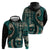 Vintage Samoa Siapo Mamanu Hoodie Teal Samoan Tapa Motif - Polynesian Pride