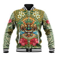 Hawaii Tiki Mask Personalized Baseball Jacket Mele Kalikimaka i Iulai!