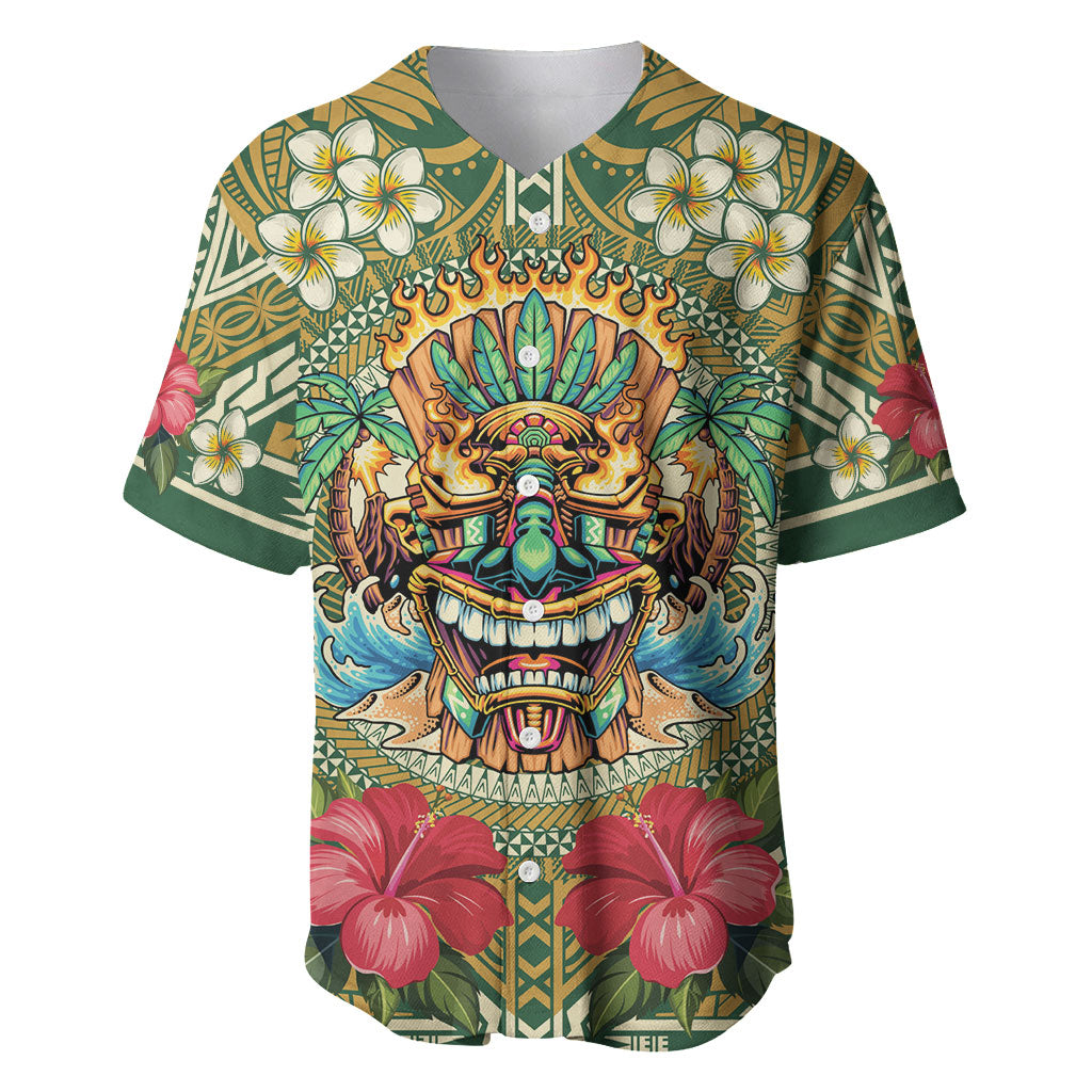 Hawaii Tiki Mask Personalized Baseball Jersey Mele Kalikimaka i Iulai!