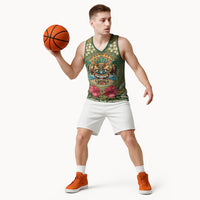 Hawaii Tiki Mask Personalized Basketball Jersey Mele Kalikimaka i Iulai!