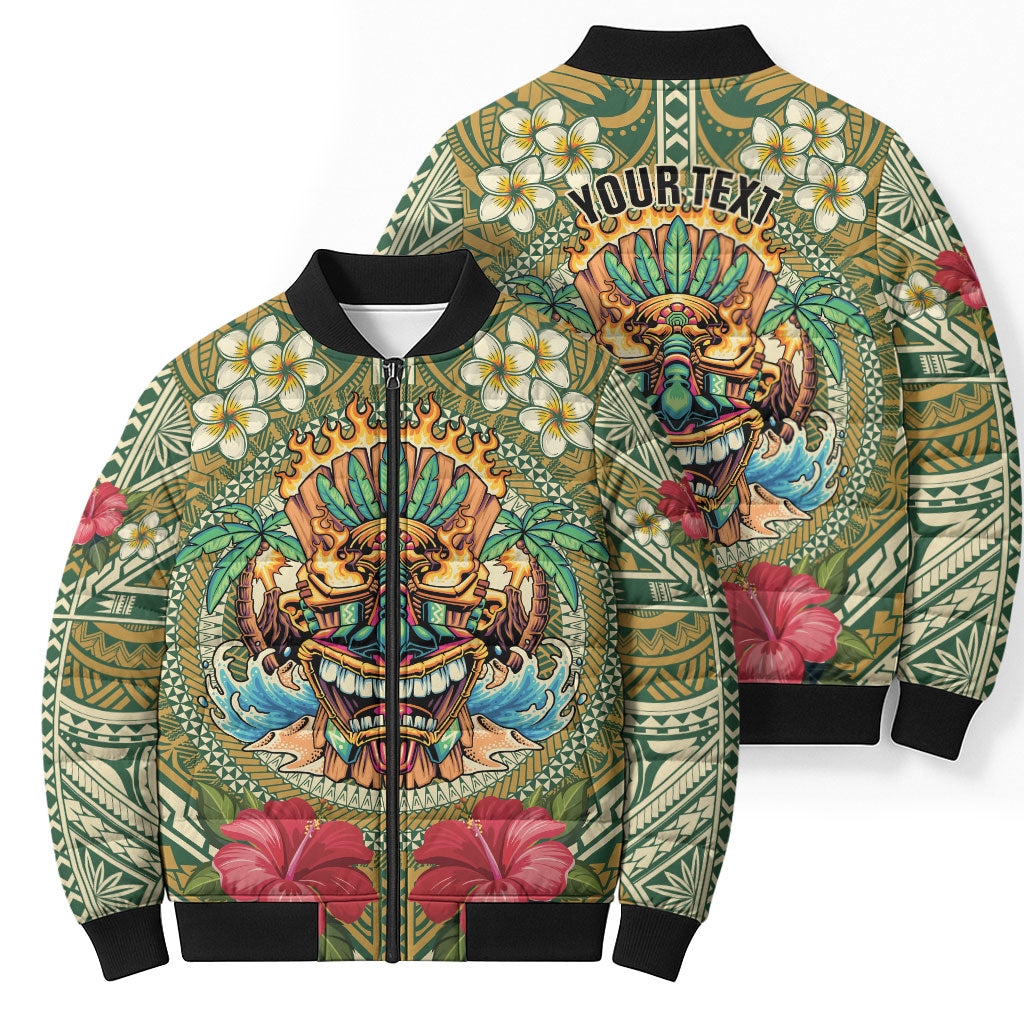 Hawaii Tiki Mask Personalized Bomber Puffer Jacket Mele Kalikimaka i Iulai!