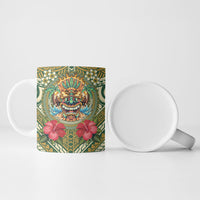 Hawaii Tiki Mask Personalized Ceramic Mug Mele Kalikimaka i Iulai!