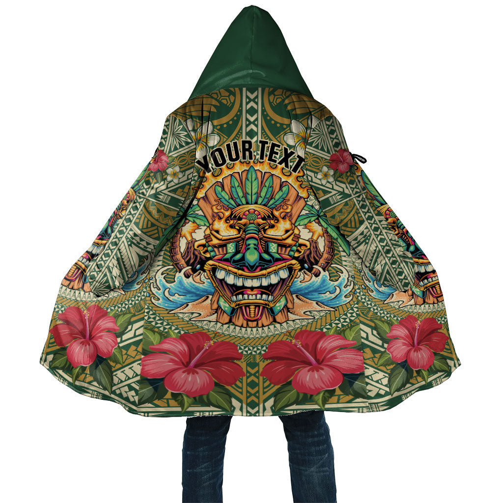 Hawaii Tiki Mask Personalized Cloak Mele Kalikimaka i Iulai! LT9 Unisex Green - Polynesian Pride