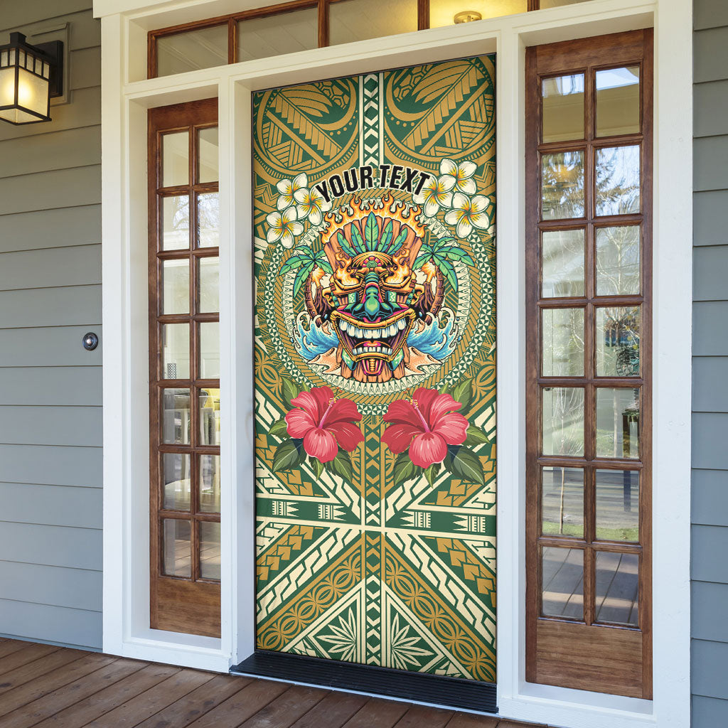 Hawaii Tiki Mask Personalized Door Cover Mele Kalikimaka i Iulai!