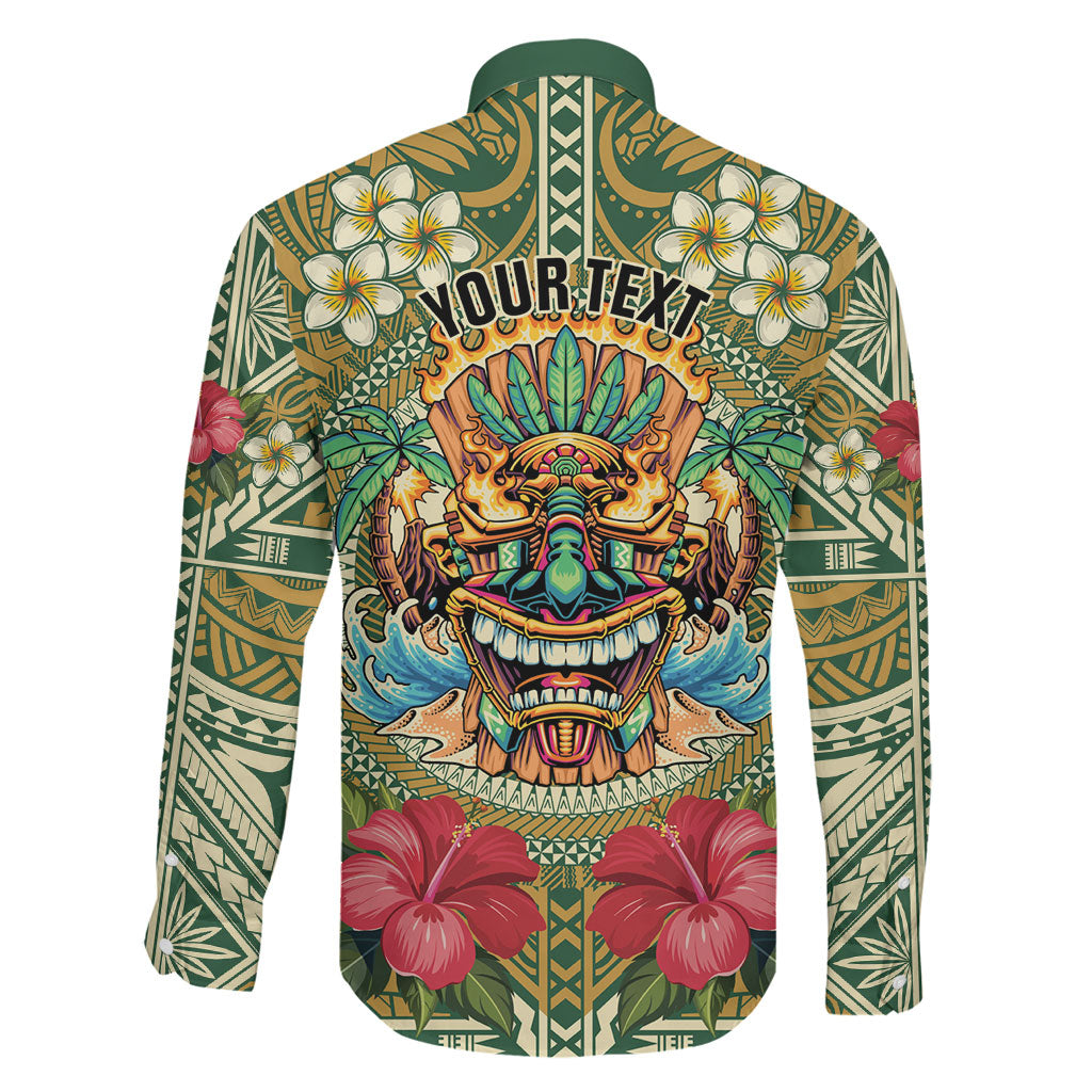 Hawaii Tiki Mask Personalized Family Matching Long Sleeve Bodycon Dress and Hawaiian Shirt Mele Kalikimaka i Iulai! LT9 - Polynesian Pride