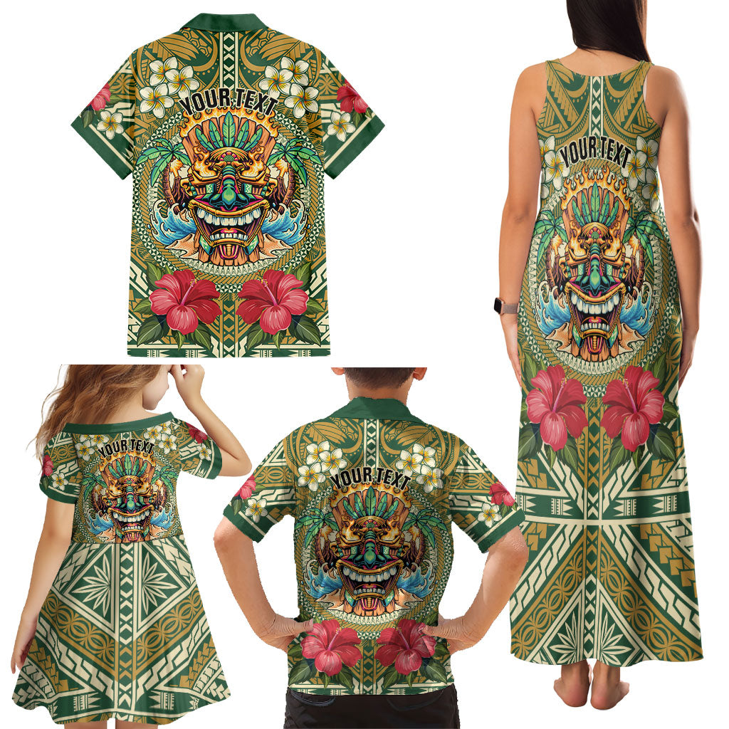 Hawaii Tiki Mask Personalized Family Matching Tank Maxi Dress and Hawaiian Shirt Mele Kalikimaka i Iulai! LT9 - Polynesian Pride